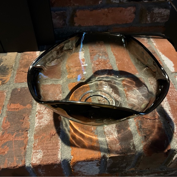 Vintage Bowl Mid Century Silver Fade Glass Triangle Dessert Salad Snacks 9” - Picture 2 of 10